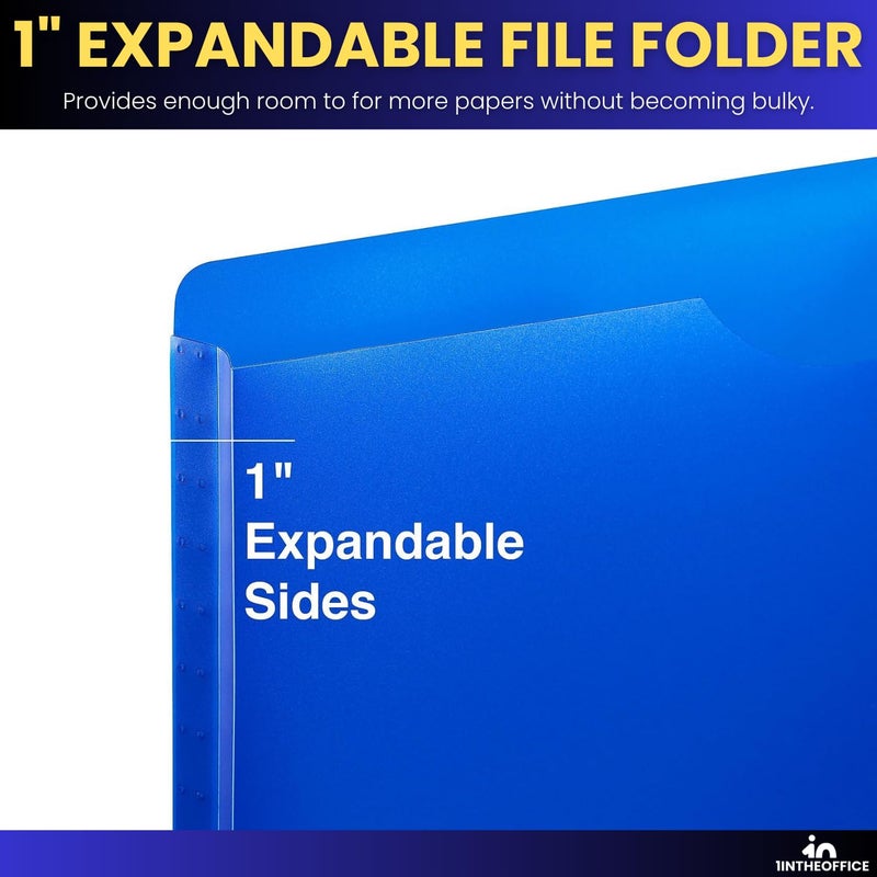 1InTheOffice Poly File Jacket File Folder, Letter 1" Expanding File Jacket, 20-Pack, Assorted - Image 5
